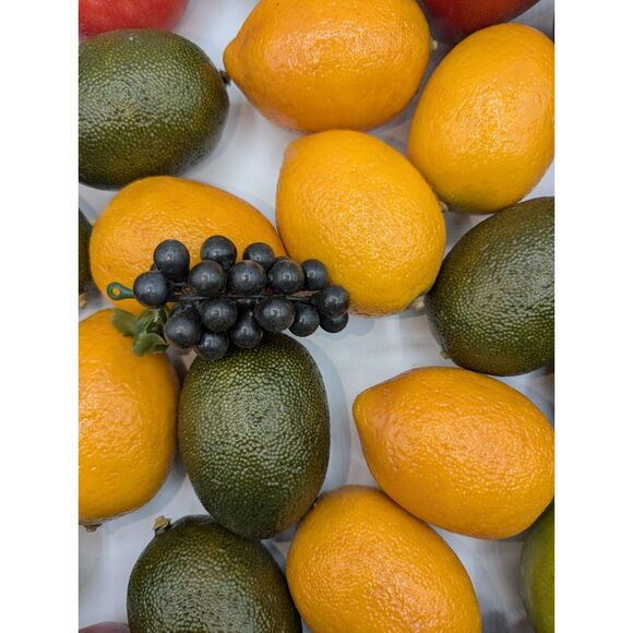 31 pcs Artificial Faux Realistic Fruit Lemons Limes Grapes Apples Plum - Picture 6 of 7